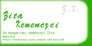 zita kemenczei business card